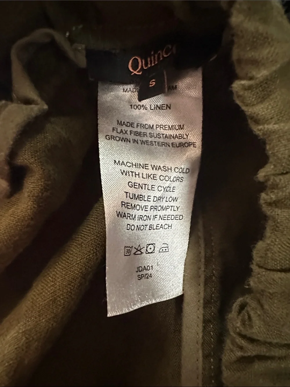 Quince Women's Olive Linen Wide-Leg Pants